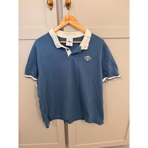 Crane Mens XL Blue Pickleball Polo Shirt Short Sleeve Contrast Collar Pique Knit